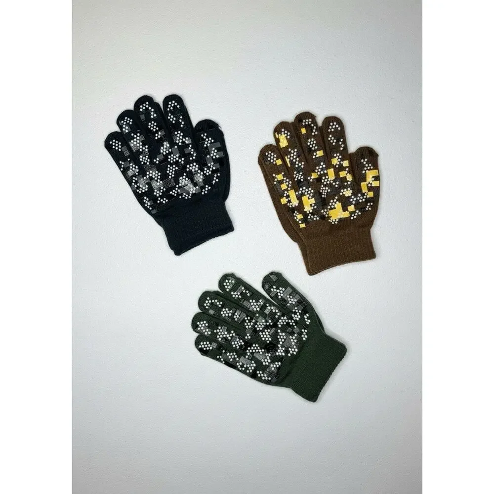 MIG4U Kid's Winter Gloves 3 Pack Magic Touchscreen Fingers Camo Size L (8-14Y)